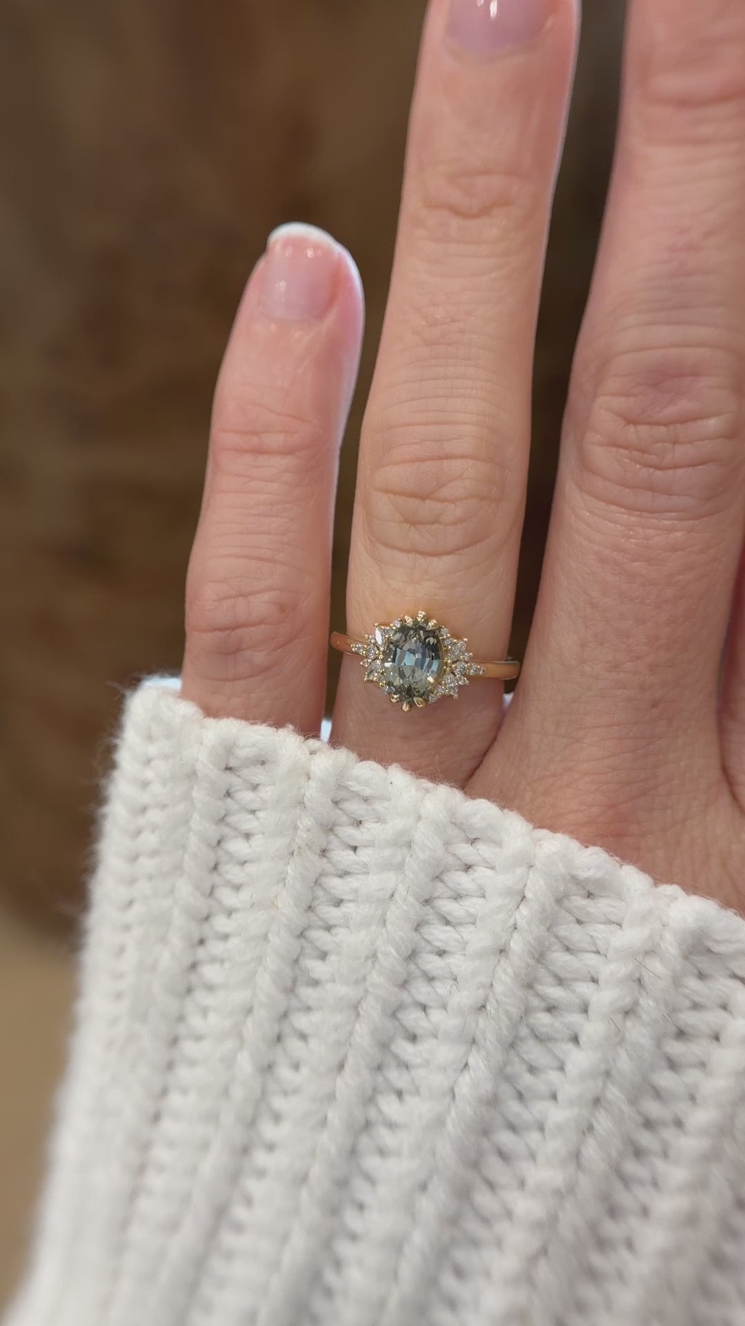 The Reverie Ring | 1.61 CT Marquise Gray Green Sapphire