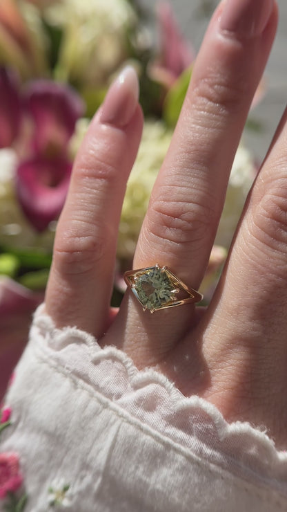 The Willow Ring | 2.53 CT Square Radiant Sage Green Tourmaline