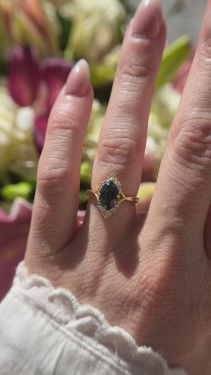 The Everlight Ring | 2.63 CT Oval Teal Green Sapphire