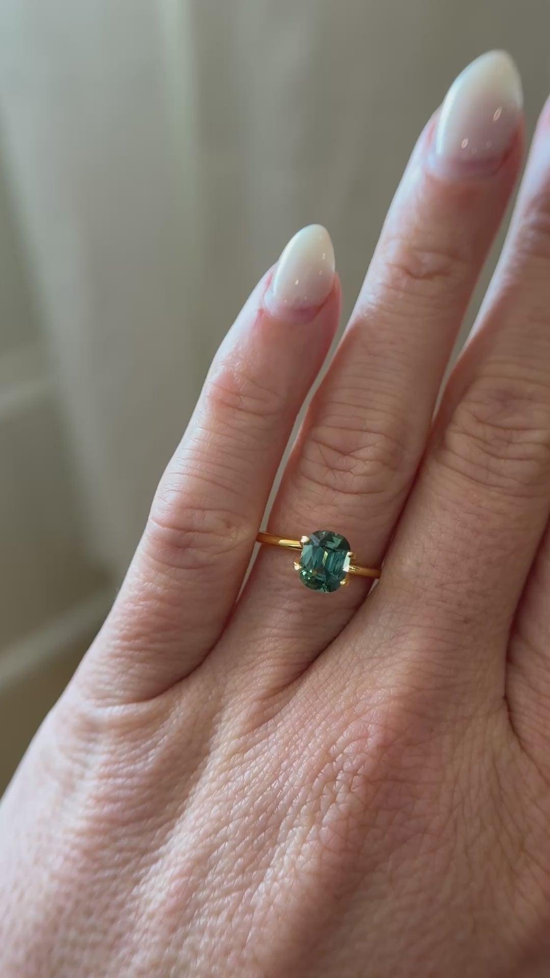 1.56 CT Cushion Cut Teal Green Sapphire