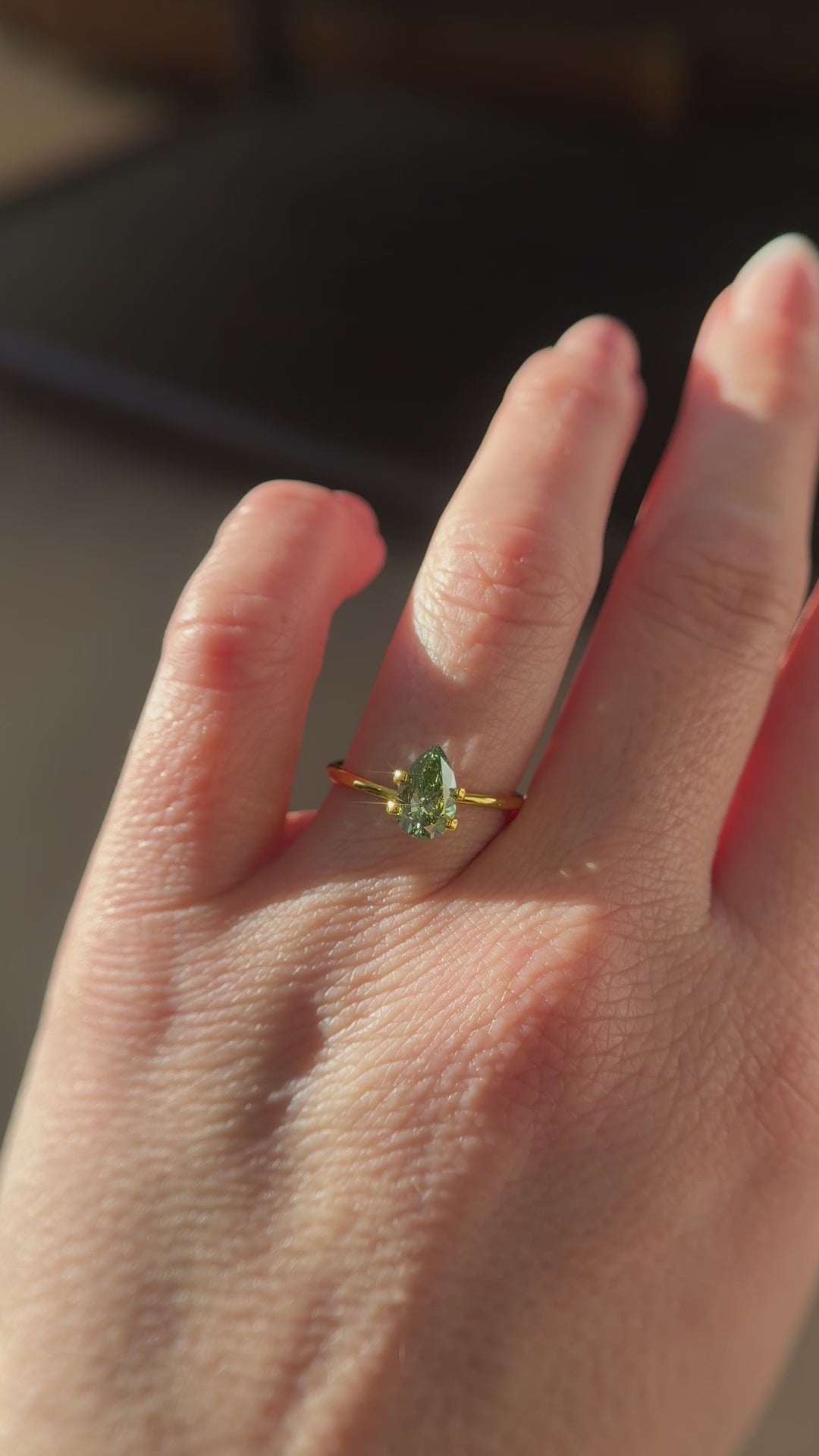 1.15 CT Lab Created Pear Cut Green Diamond