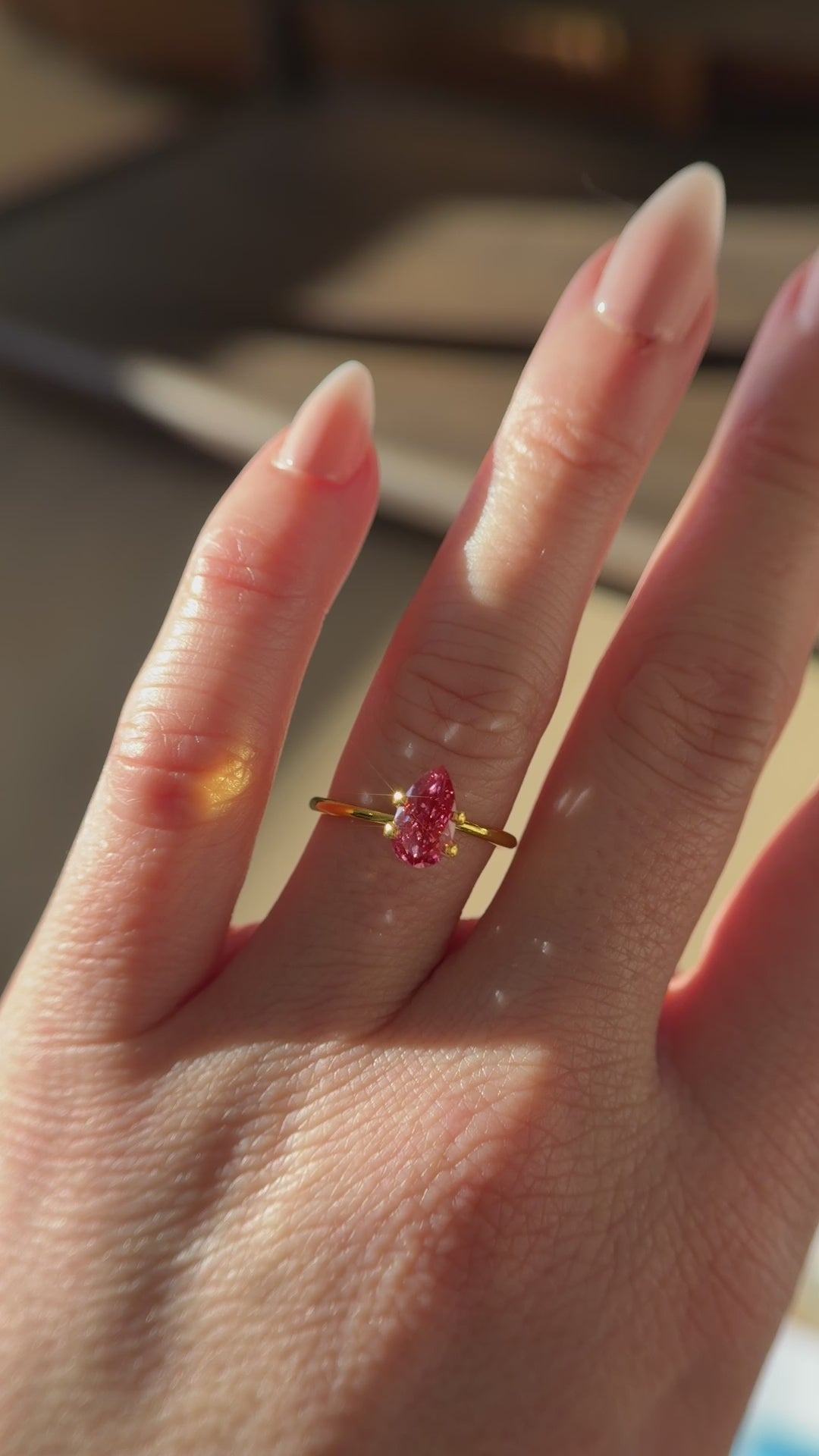 1.36 CT Lab Created Pear Cut Reddish Pink Diamond