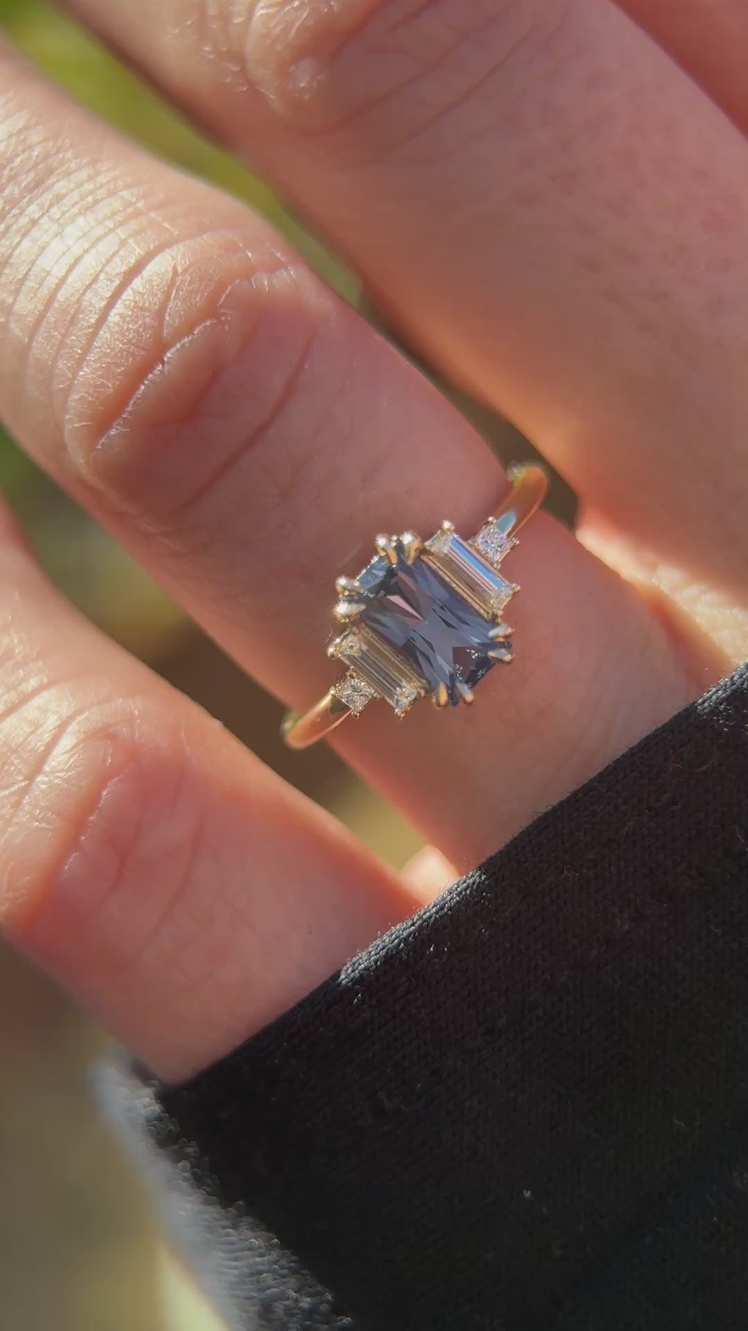 The Mira Ring | 1.05 CT Radiant Navy Blue Spinel