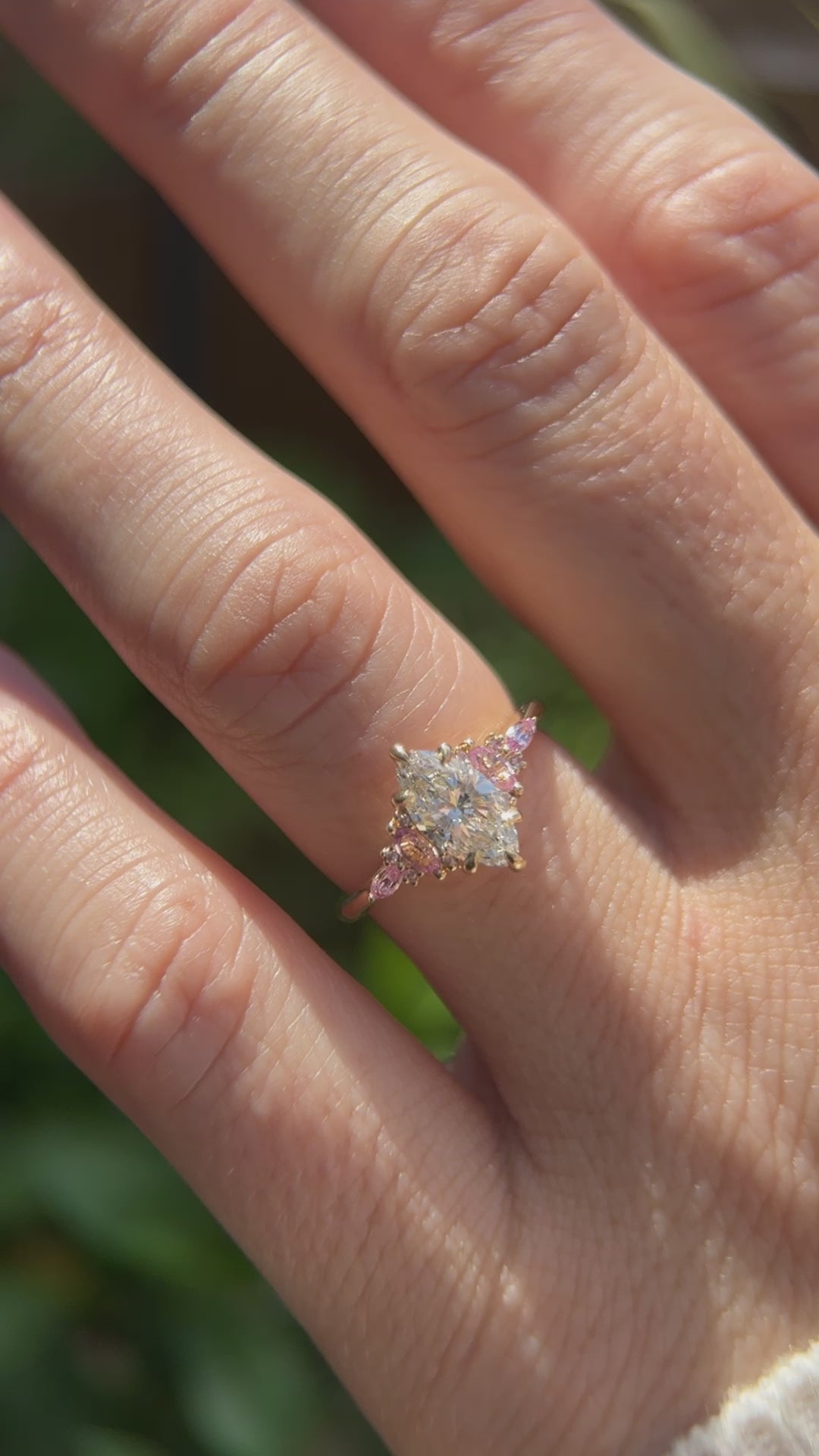 The Maeve Ring | 1.03 CT Marquise Diamond &amp; Pink Sapphire Accents