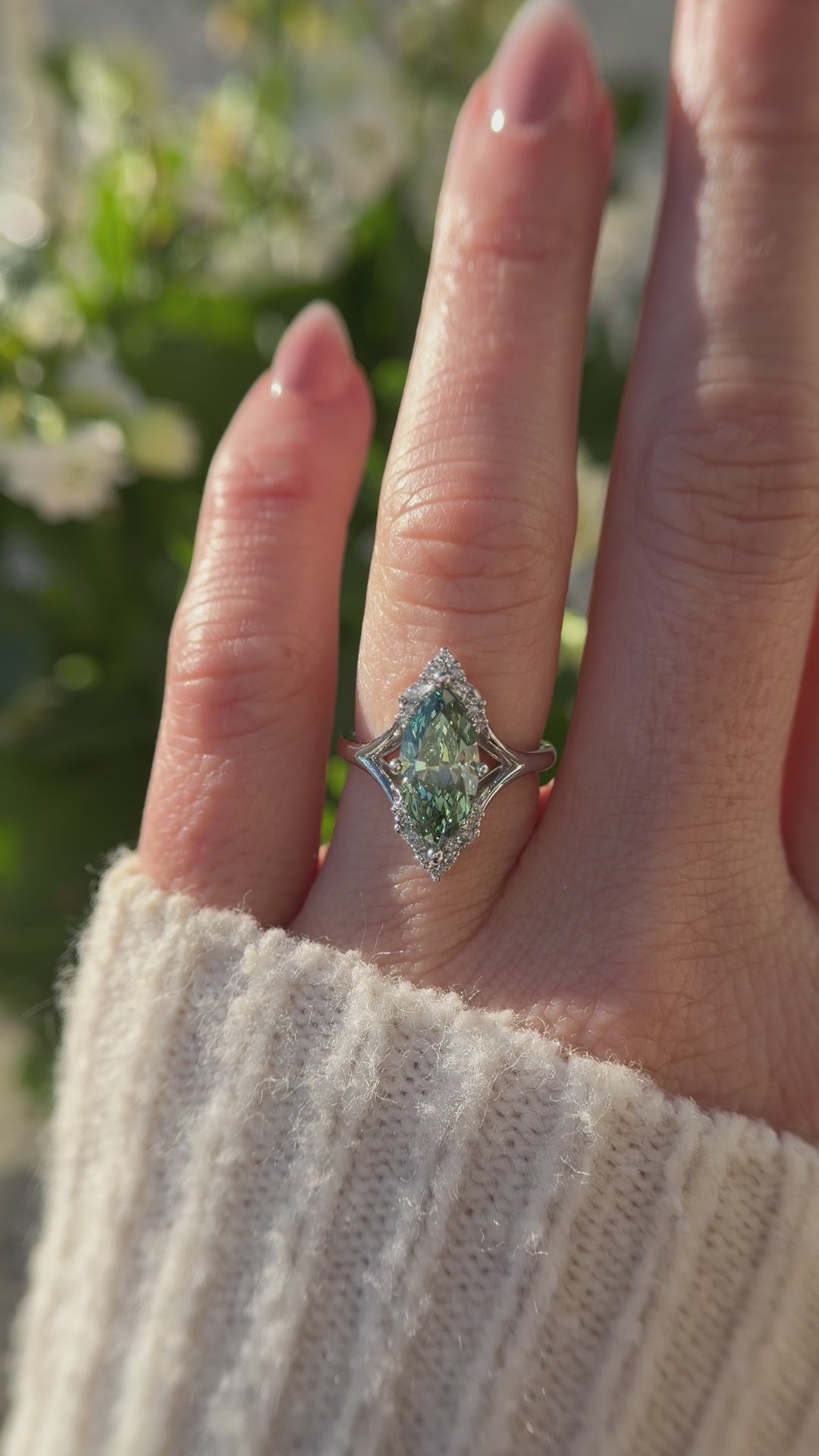 The Everlight Ring | 2.3 CT Marquise Green Diamond