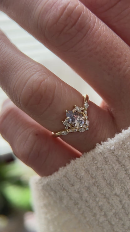 The Aurora Ring - 0.77 CT Pear Pastel Lavender Sapphire