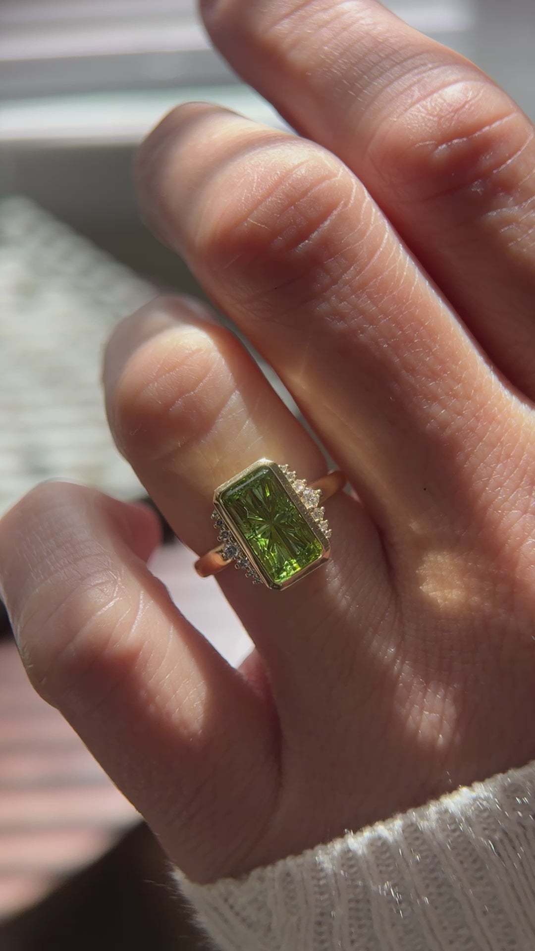 The Elysia Ring | 3 CT Rectangular Starbrite™ Deep Green Tourmaline