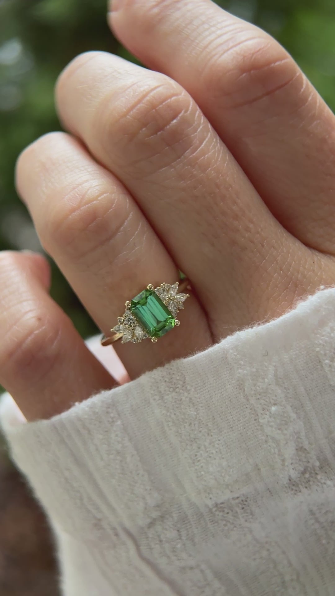 The Rosalie Ring - 1.36 CT Emerald Cut Green Tourmaline