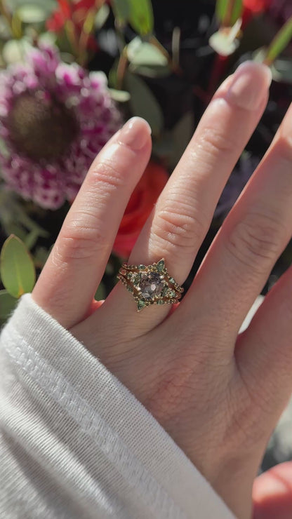 The Fall Maeve Wedding Set | 1.59 CT Oval Brown Sapphire