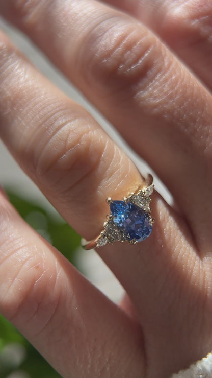 The Maeve Ring | 1 .7 CT Pear Blue Sapphire