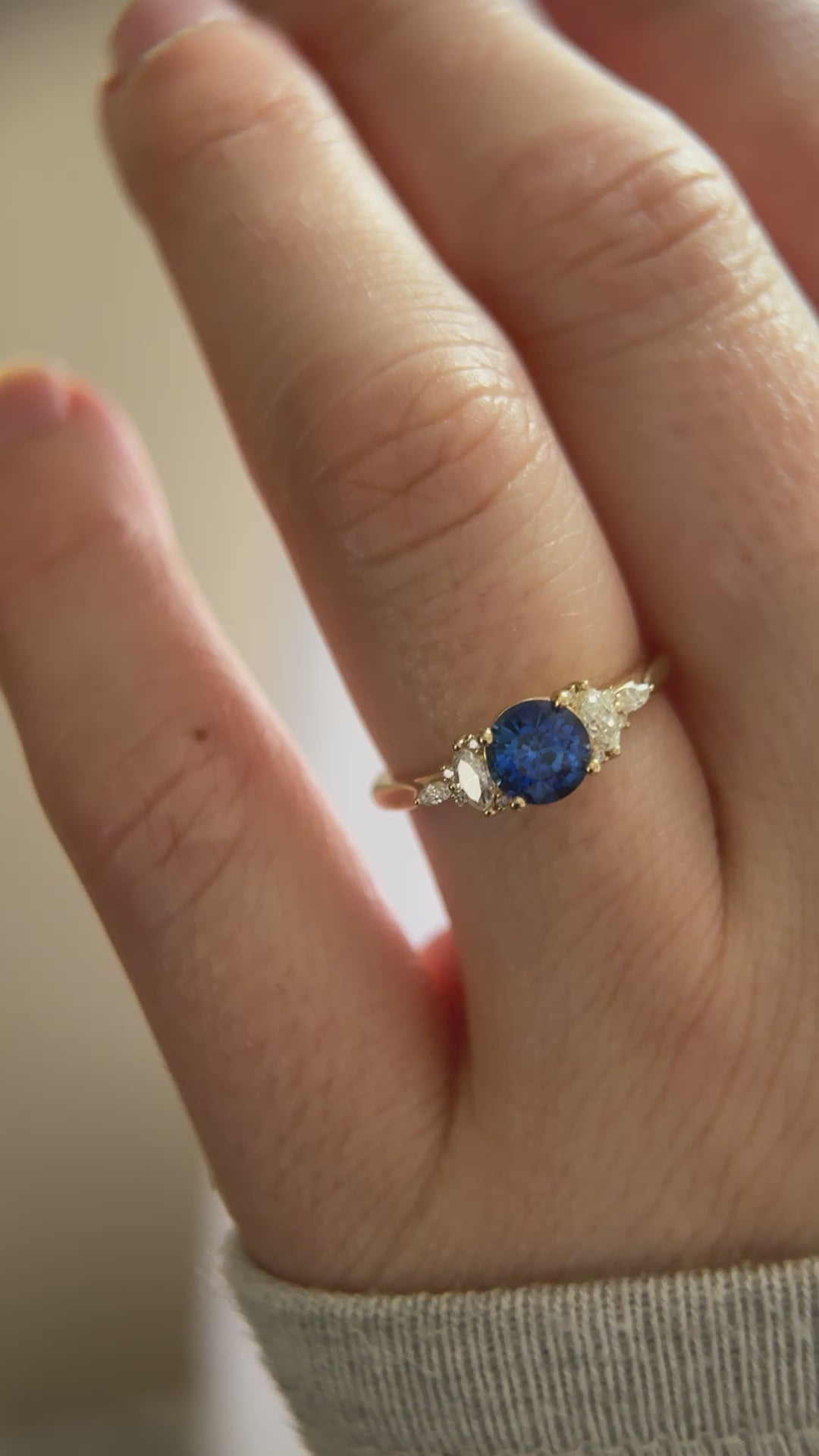 The Maeve 1 CT Round Royal Blue Sapphire Ring
