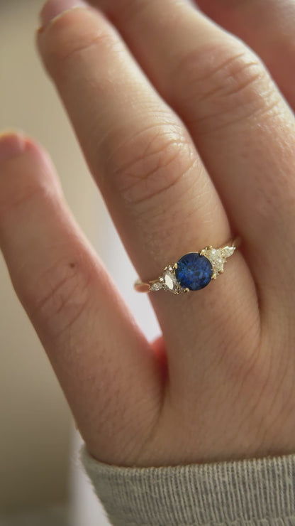 The Maeve 1 CT Round Royal Blue Sapphire Ring