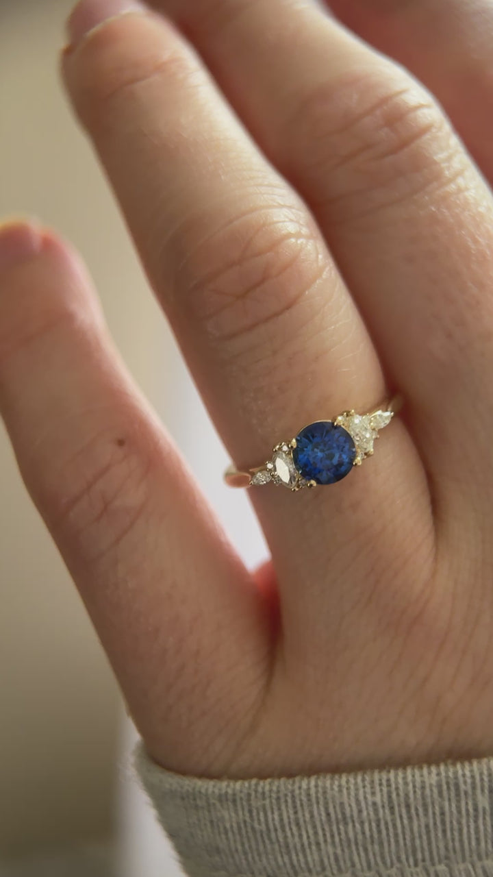 The Maeve 1 CT Round Royal Blue Sapphire Ring