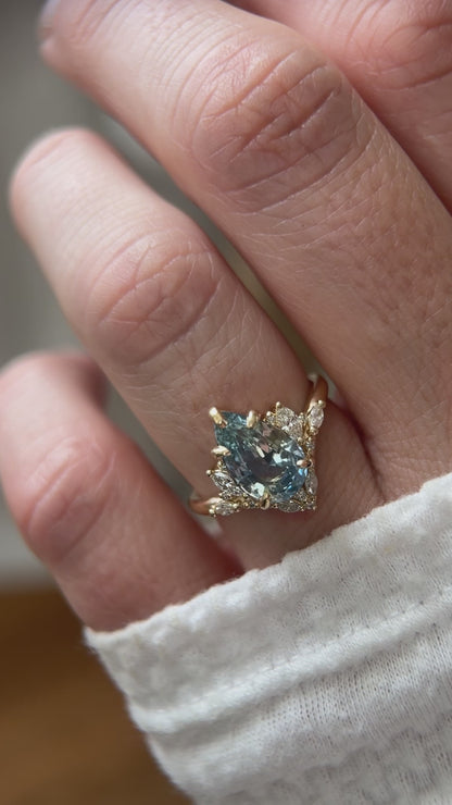 The Aurora Ring | 3.11 CT Pear Light Blue Sapphire