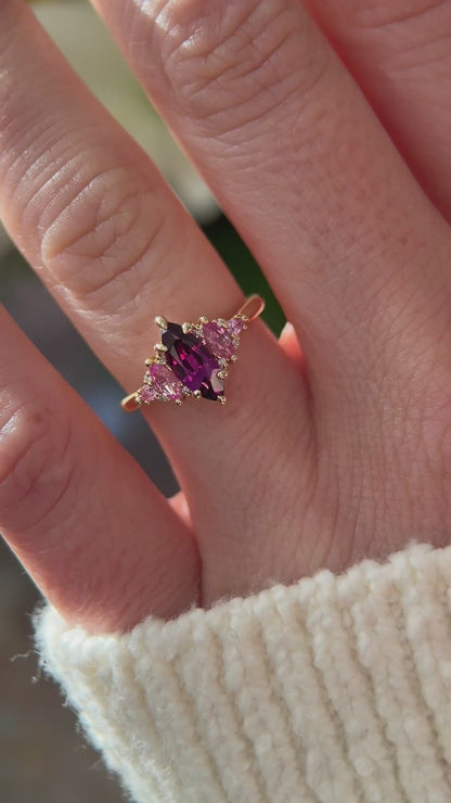 The Maeve Ring | 1.3 CT Marquise Cut Amaranth Garnet