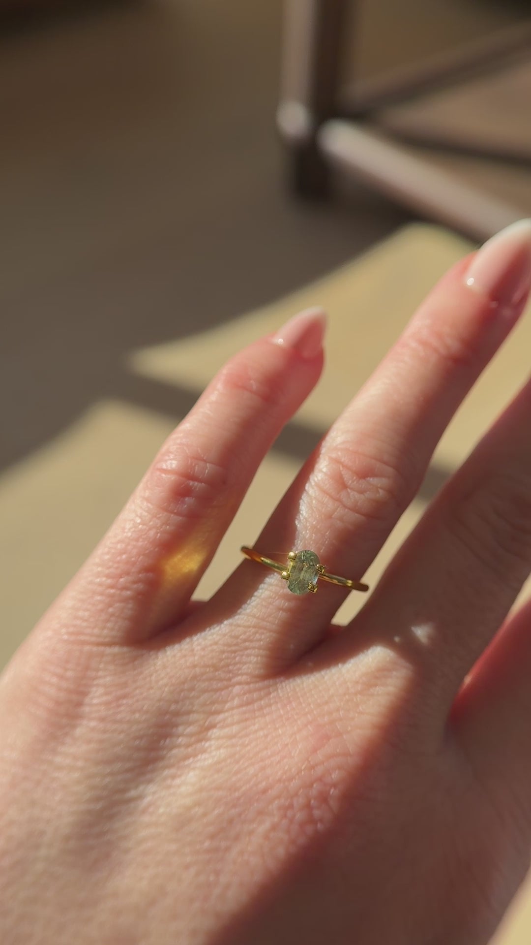 0.71 CT Oval Cut Light Green Montana Sapphire