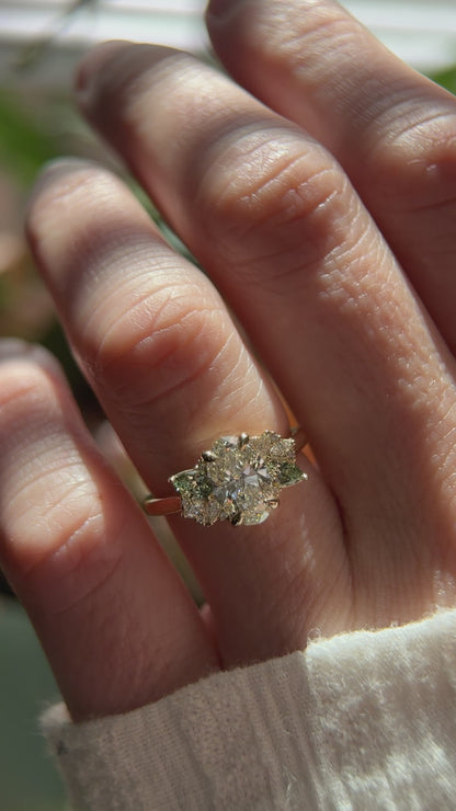 The Fleur Ring | Oval - Green Sapphire Accents