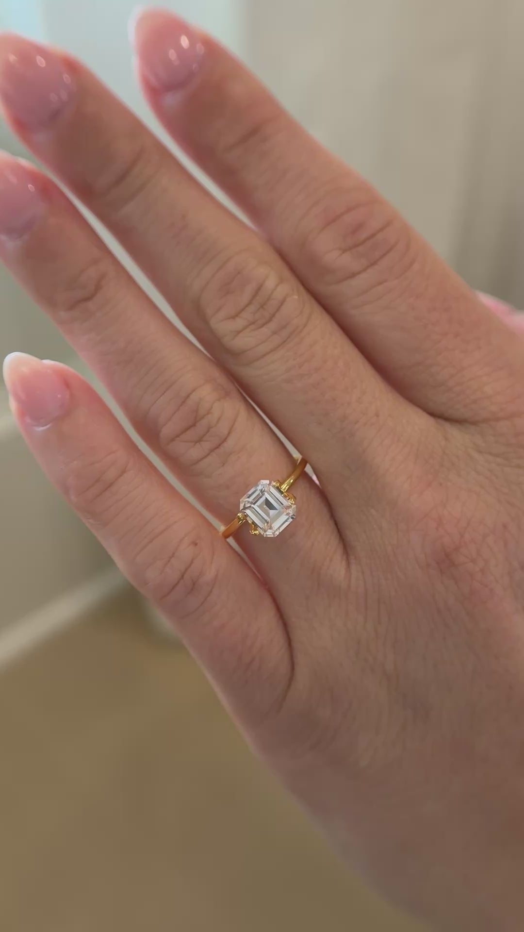 2.14 CT Emerald Cut Pastel Yellow/Peach Sapphire