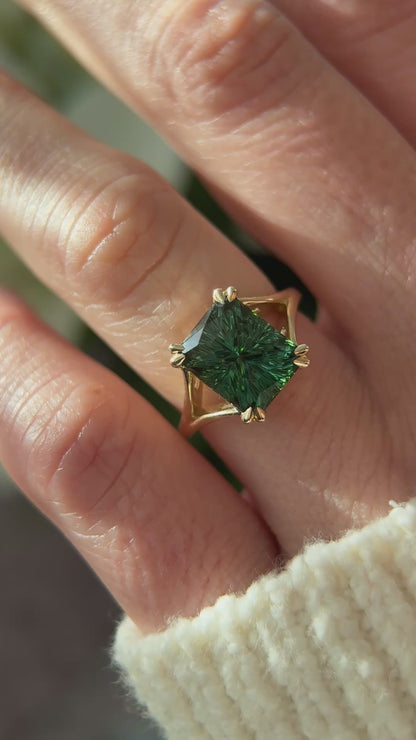 The Kismet Ring | 5.38 CT Rectangular Starbrite™ Teal Tourmaline