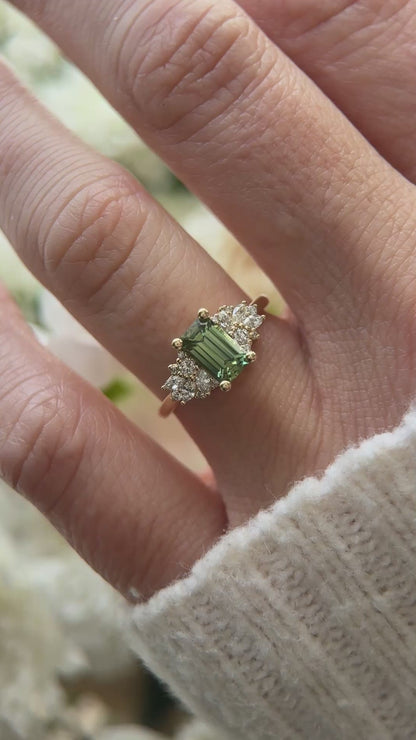 The Rosalie Ring | 1.26 CT Emerald Cut Green Sapphire