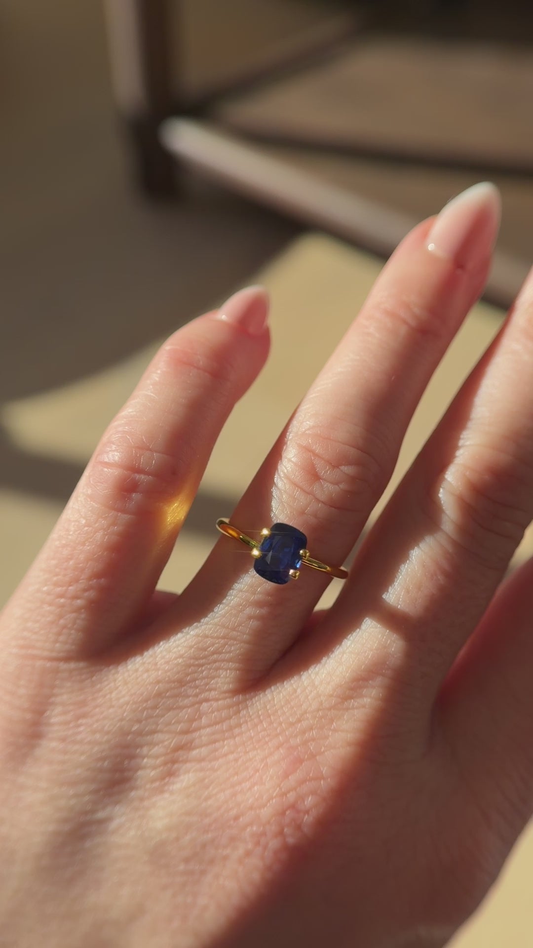 1.68 CT Elongated Cushion Cut Royal Blue Sapphire