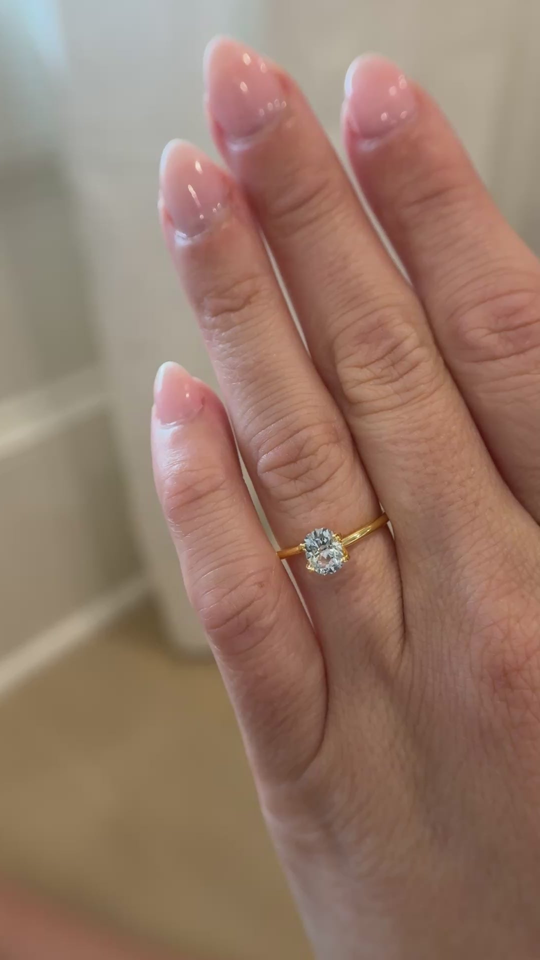 1.24 CT Cushion Cut Pale Icy Blue/Green Sapphire