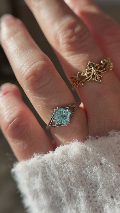 The Willow Ring | 2.21 CT Square Starbrite™ Blue Zircon