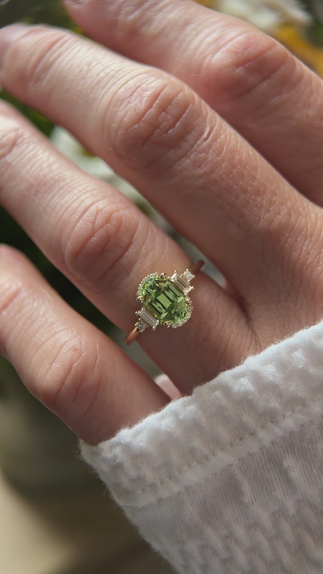 The Sura Ring - 1.7 CT Apple Green Oval Tourmaline