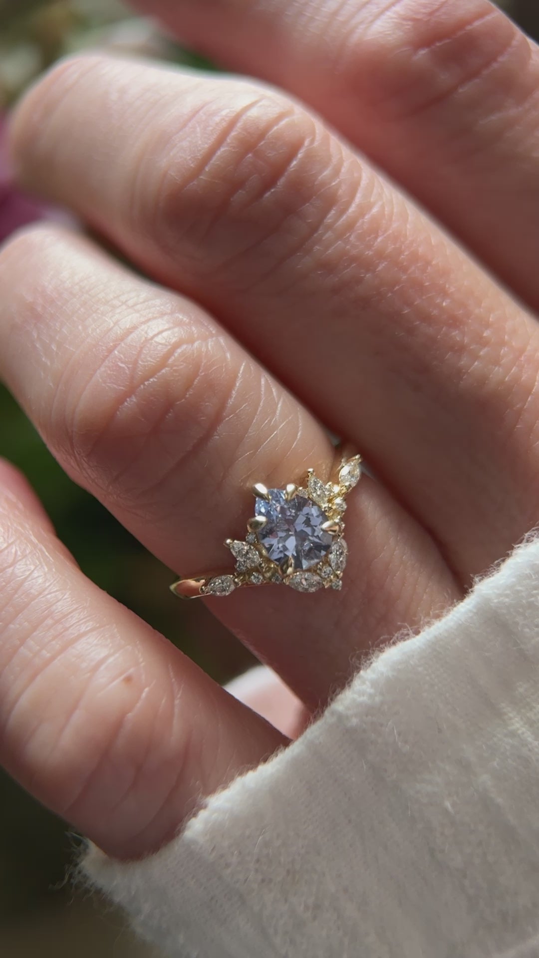 The Aurora Ring - 0.88 CT Pear Lavender Sapphire