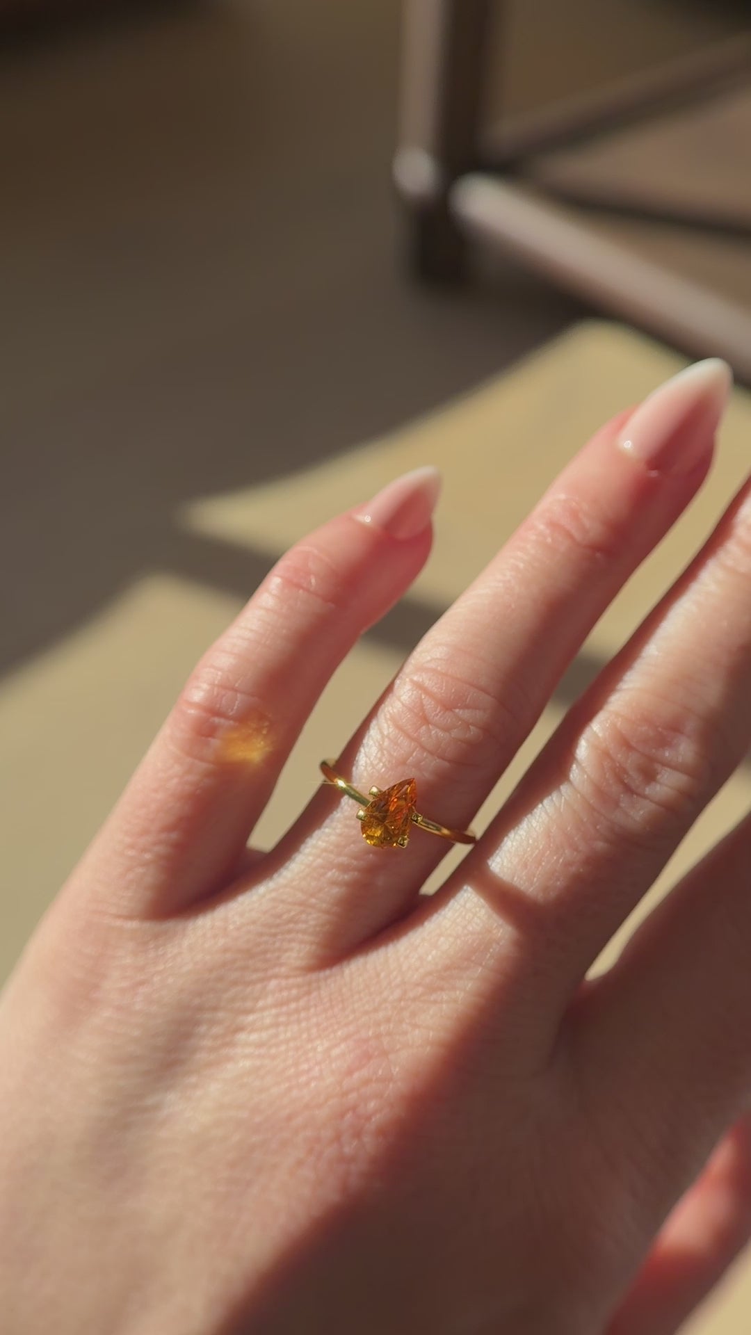 1.1 CT Pear Cut Orange Montana Sapphire