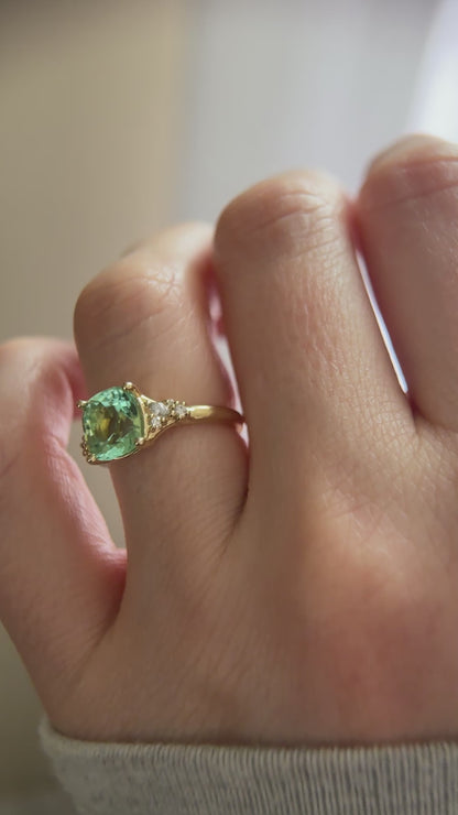The High Lady Ring - 2.6 CT Cushion Seafoam/Lagoon Tourmaline
