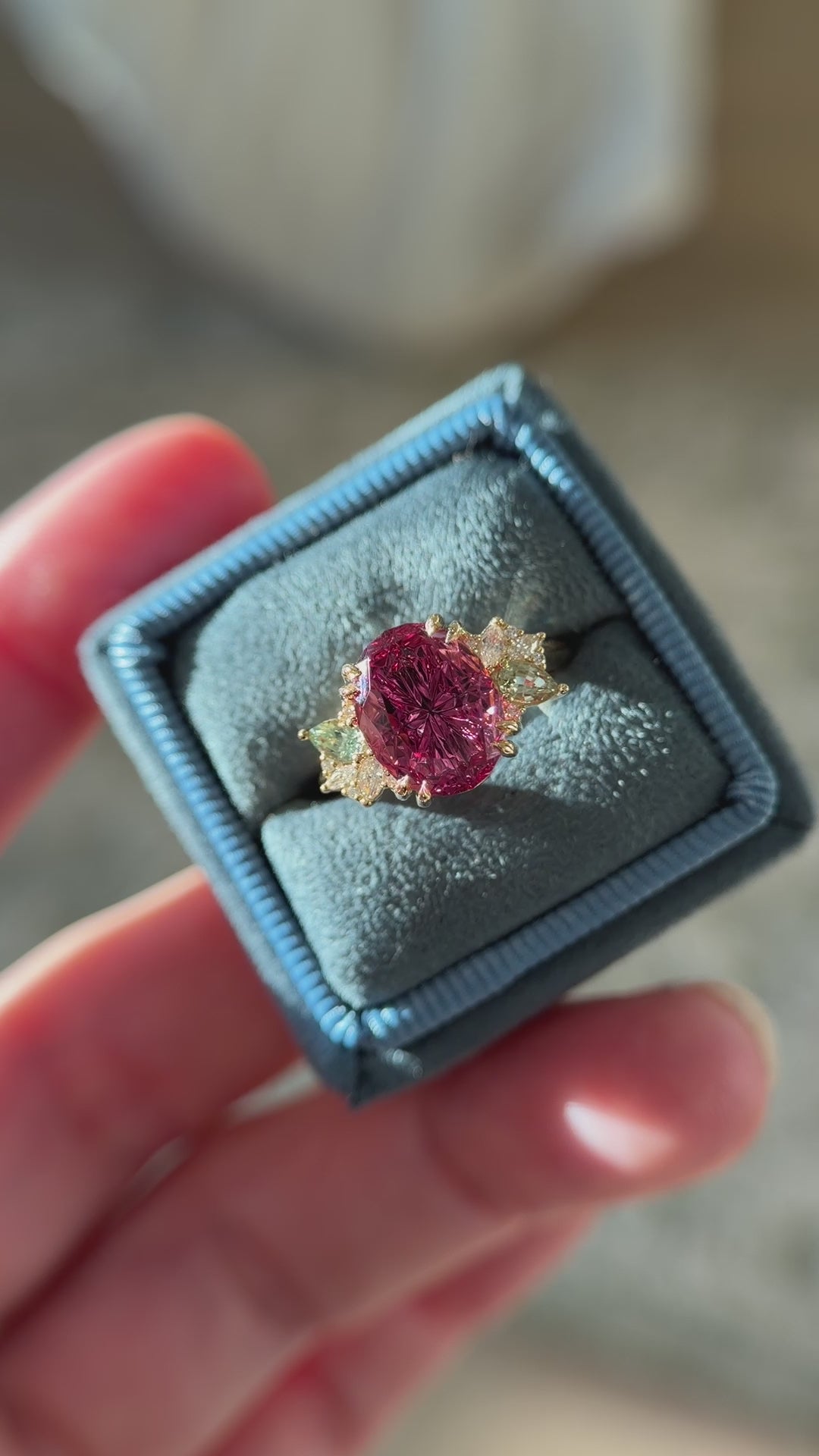 The Fleur Ring | 4.72 CT Oval Starbrite™ Rose Tanga Garnet