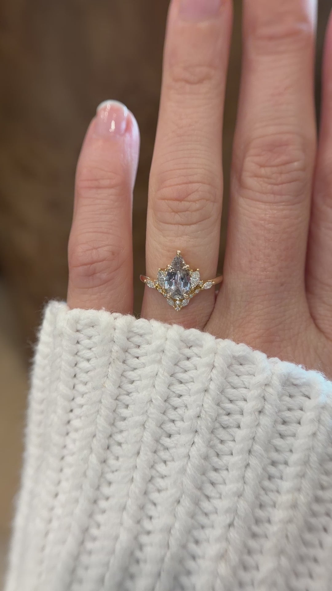 The Aurora Ring | 1.48 CT Pear Steel Sapphire