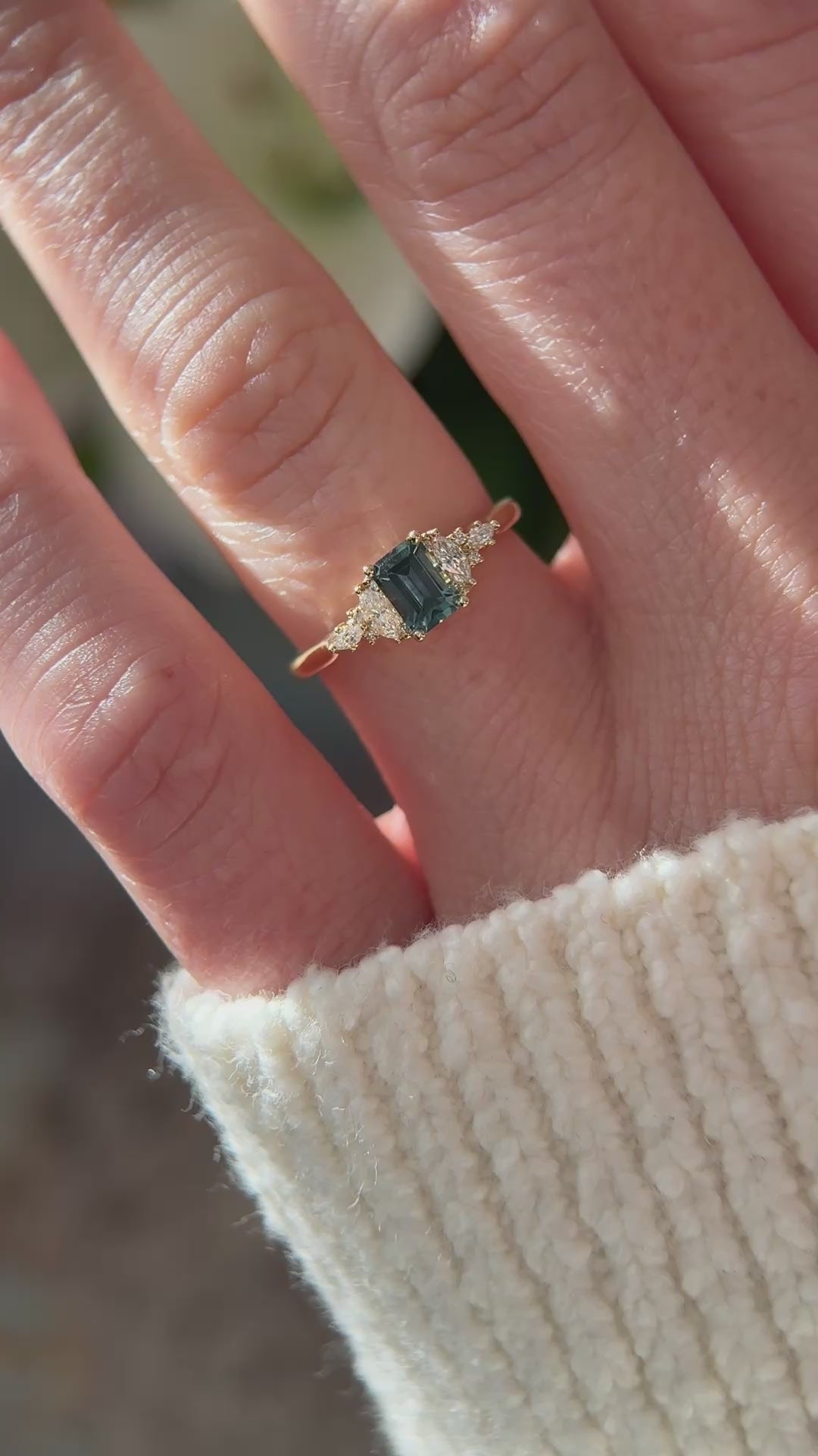 The Maeve Ring | 0.61 CT Emerald Cut Blue Montana Sapphire