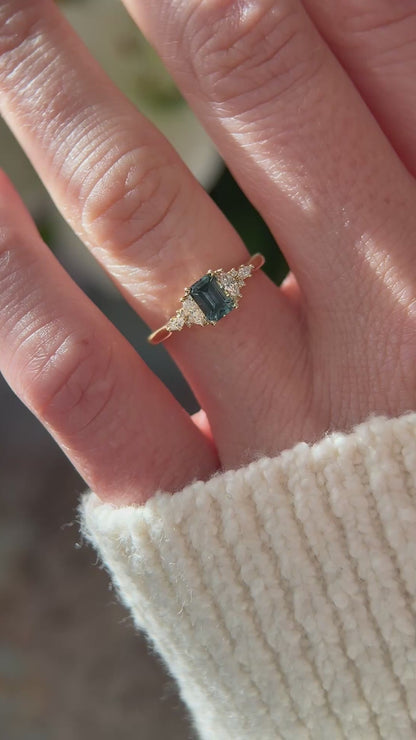 The Maeve Ring | 0.61 CT Emerald Cut Blue Montana Sapphire