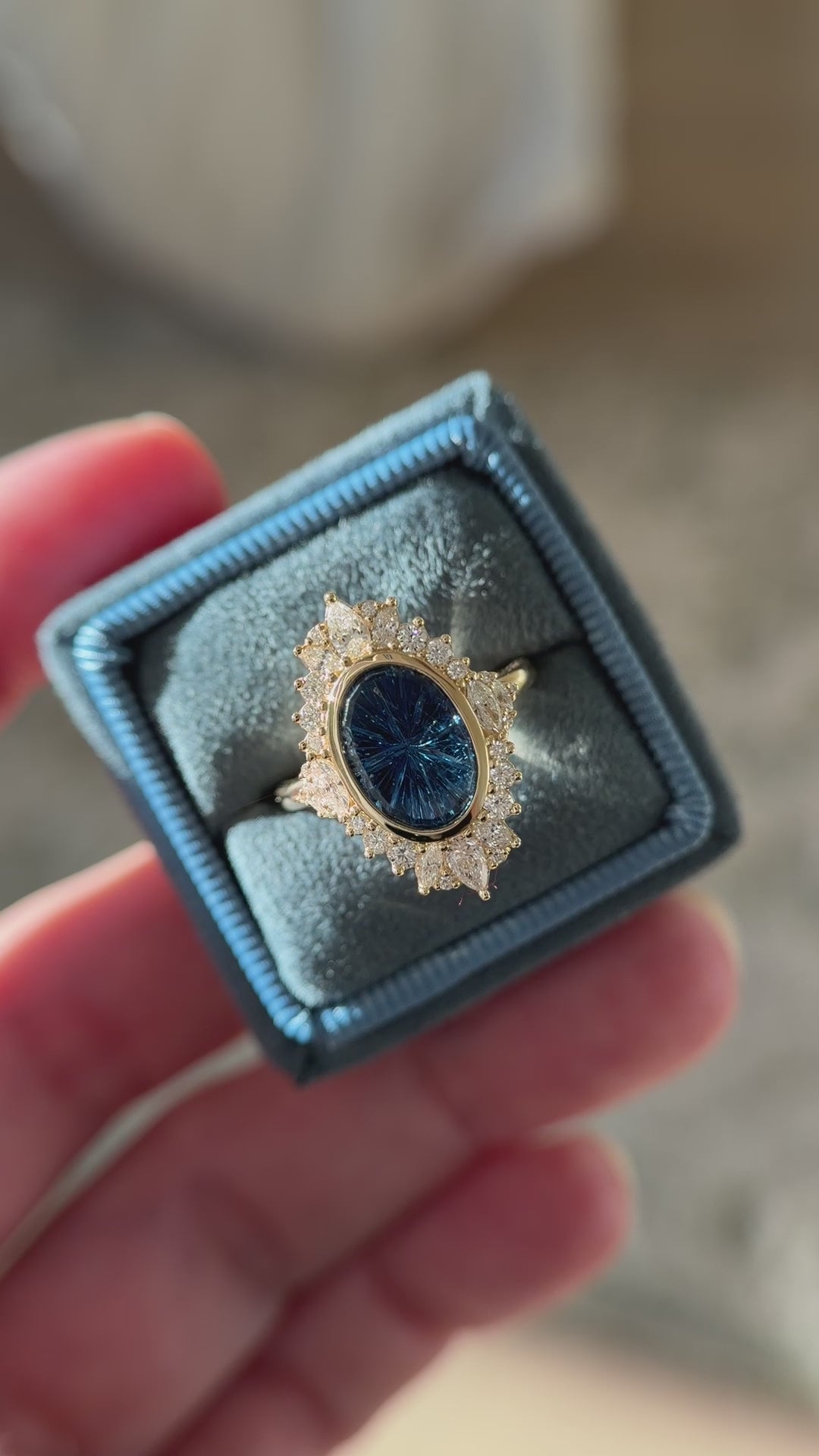 The Ethereal Ring | 2.83 CT Oval Starbrite™ Blue Sapphire