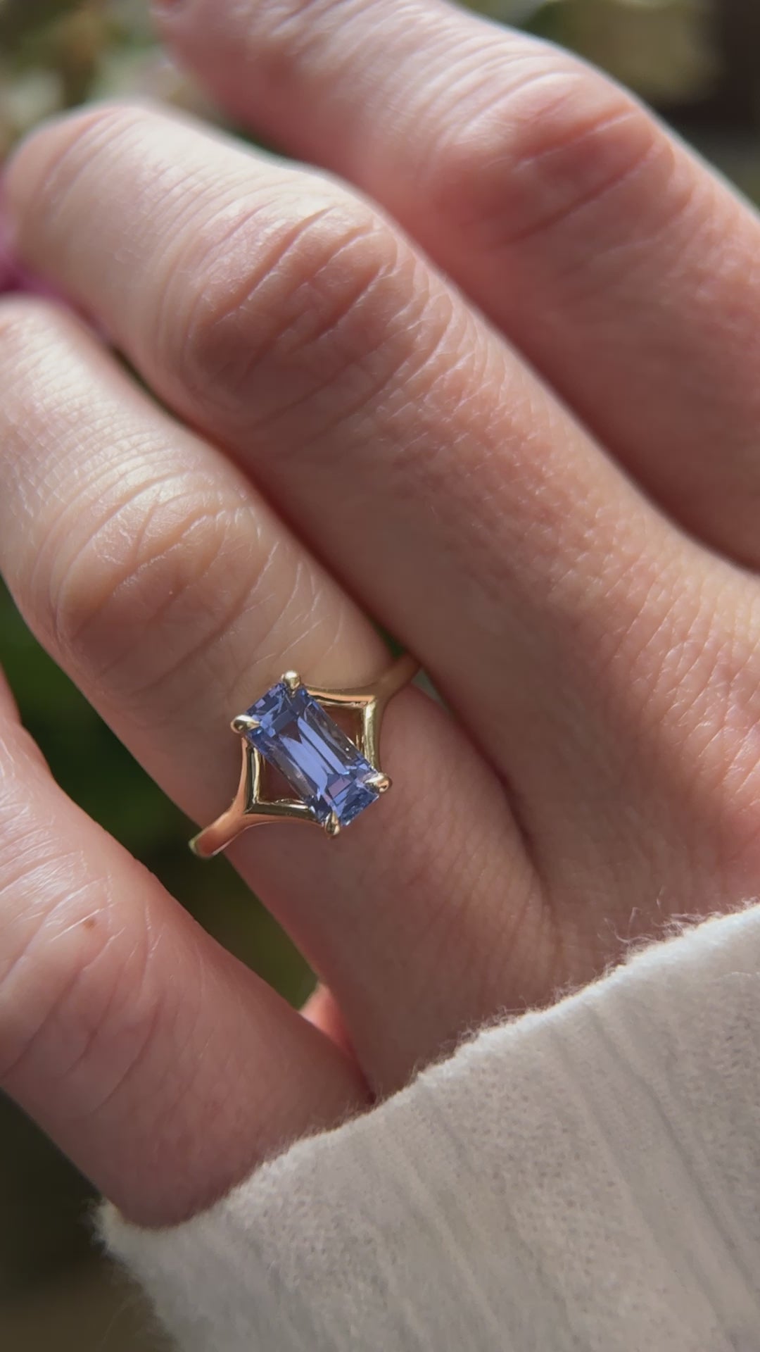 The Riven Ring - 1.82 CT Emerald Cut Blurple Sapphire