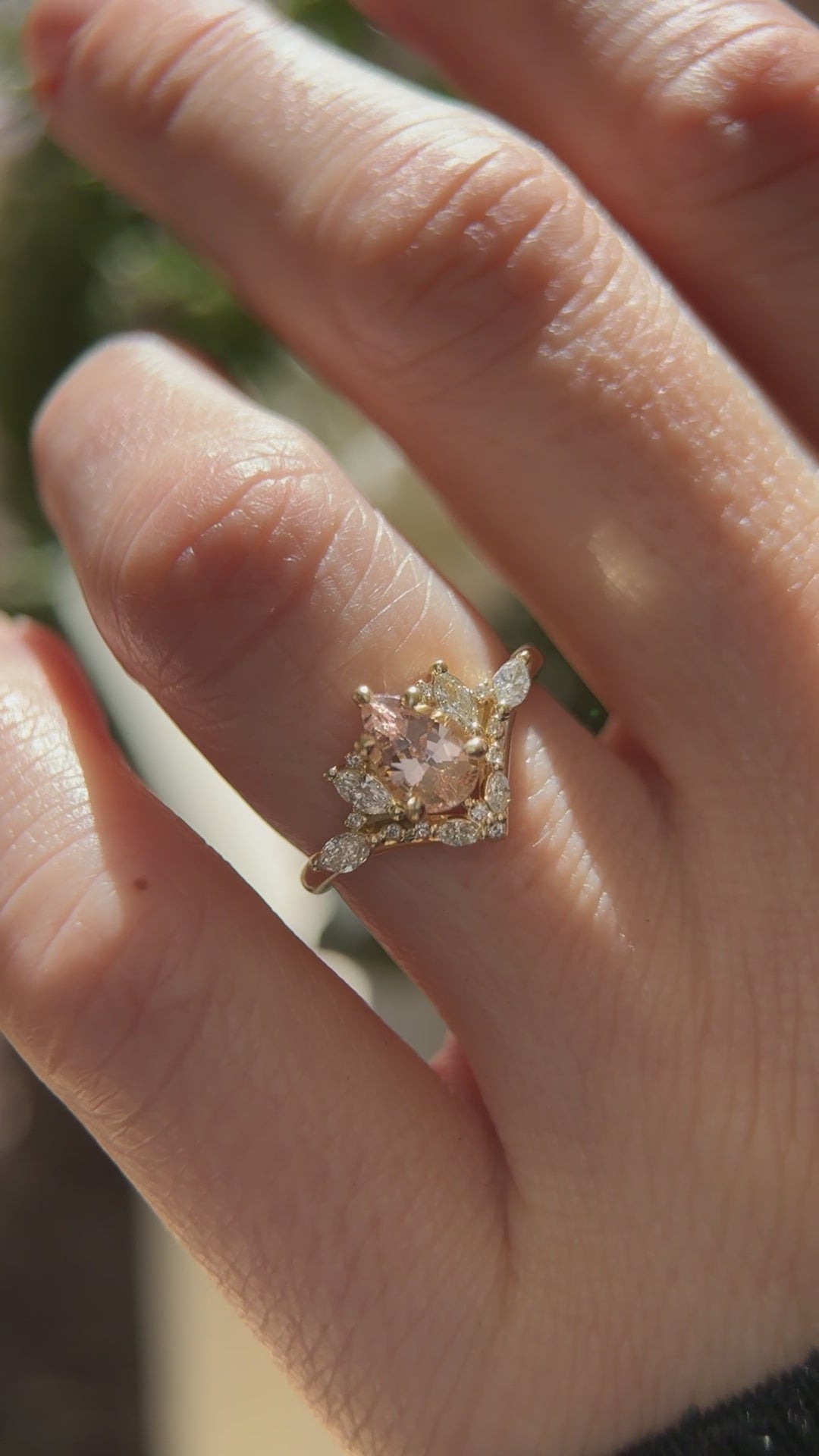 The Aurora 0.83 CT Pear Morganite Ring