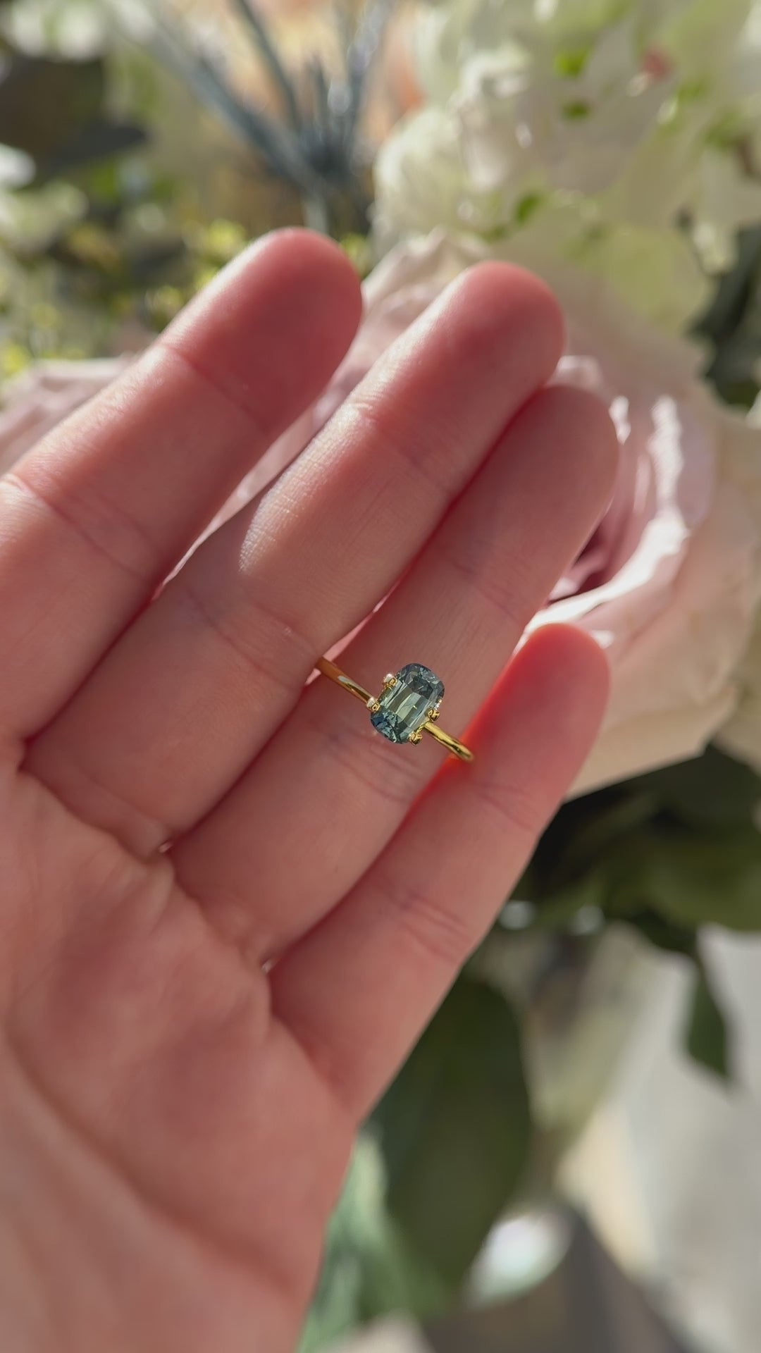 1.66 CT Elongated Cushion Teal Green Sapphire