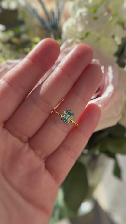 1.66 CT Elongated Cushion Teal Green Sapphire