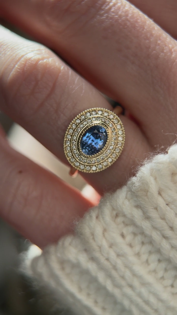 The Celine 1.24 CT Oval Blue Sapphire Ring
