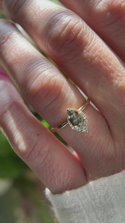The Charlotte Ring - 0.8 CT Green Pear Sapphire