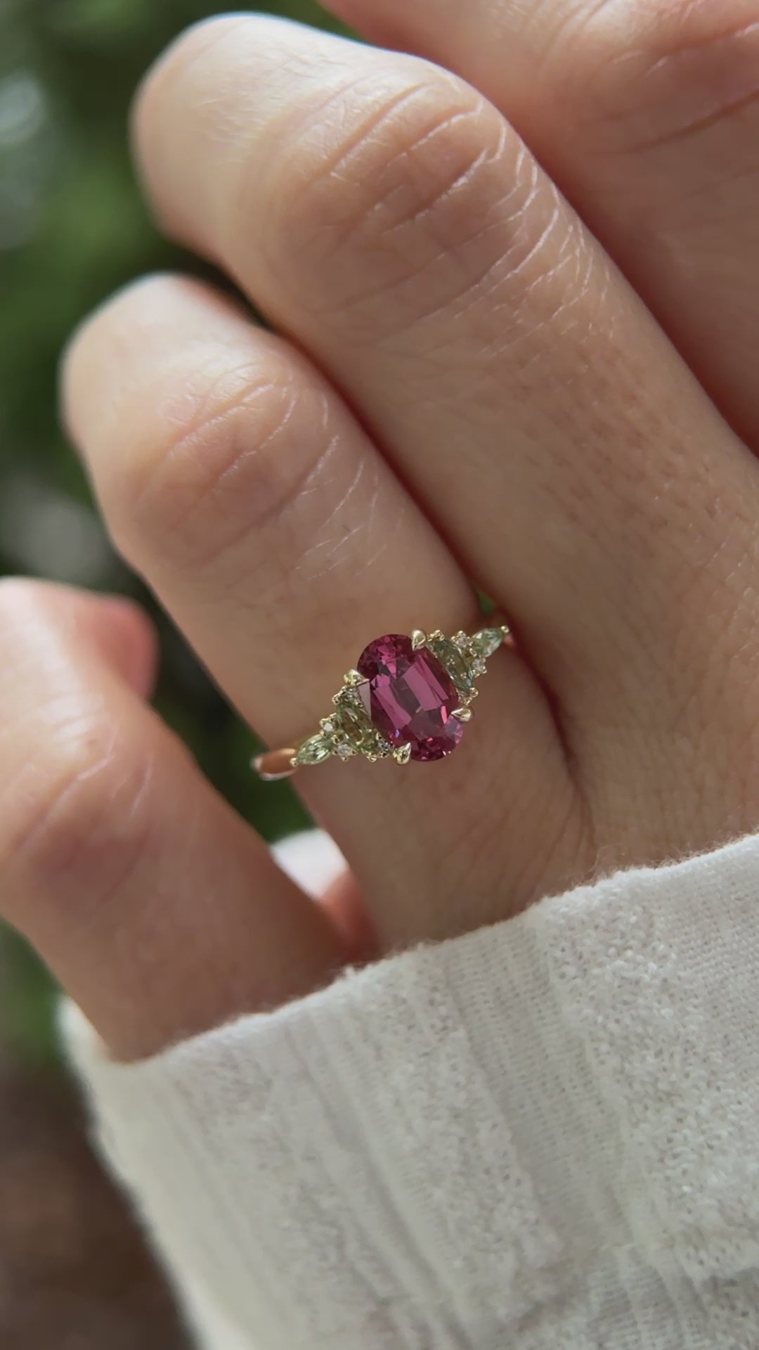 The Maeve Ring | 1.41 CT Pink Spinel + Green Sapphire