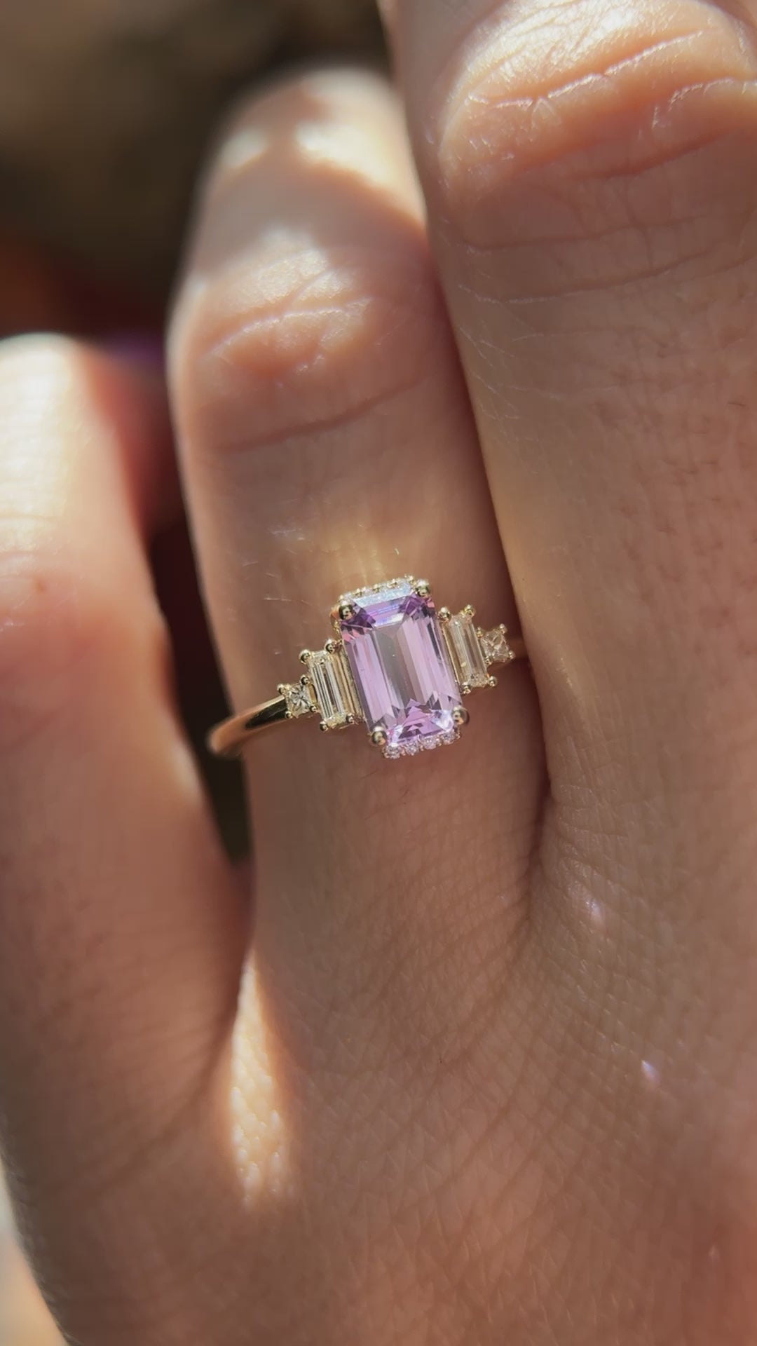The Sura 1.2 CT Emerald Cut Purple Sapphire Ring