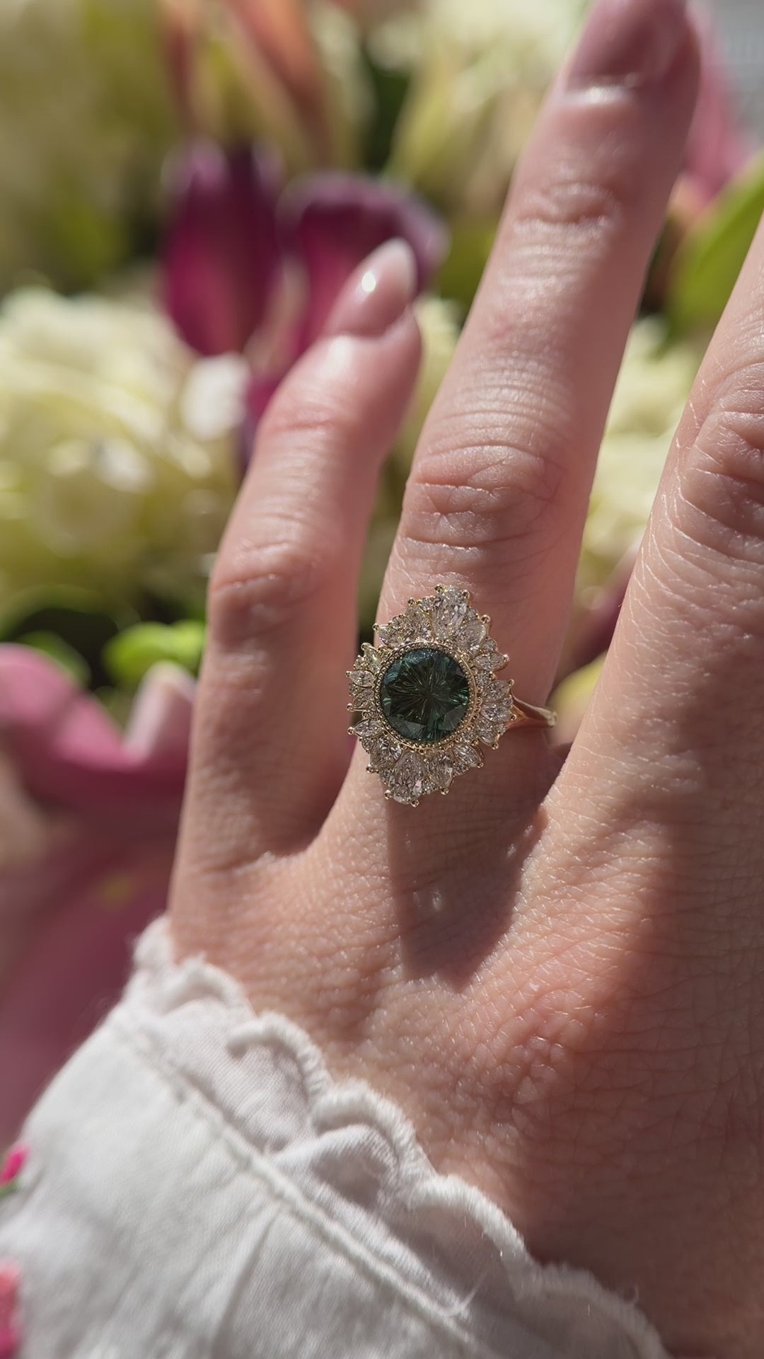 The Aurelia Ring | 2.67 CT Round Starbrite™ Teal Tourmaline