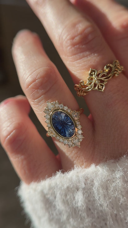 The Ethereal Ring | 3.18 CT Oval Starbrite™ Bicolor Blue Sapphire
