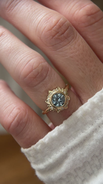 The Lotus Ring | 0.98 CT Round Blue Sapphire