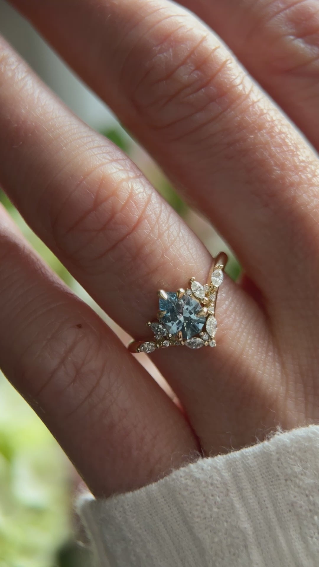 The Aurora Ring - 0.92 CT Pear Light Blue Sapphire
