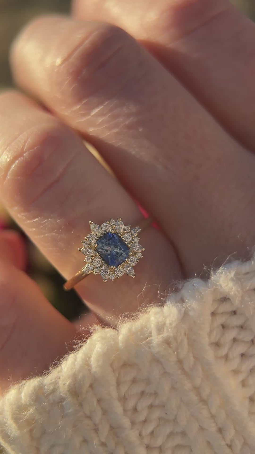 The Innis Ring | 0.5 CT Radiant Blue Sapphire