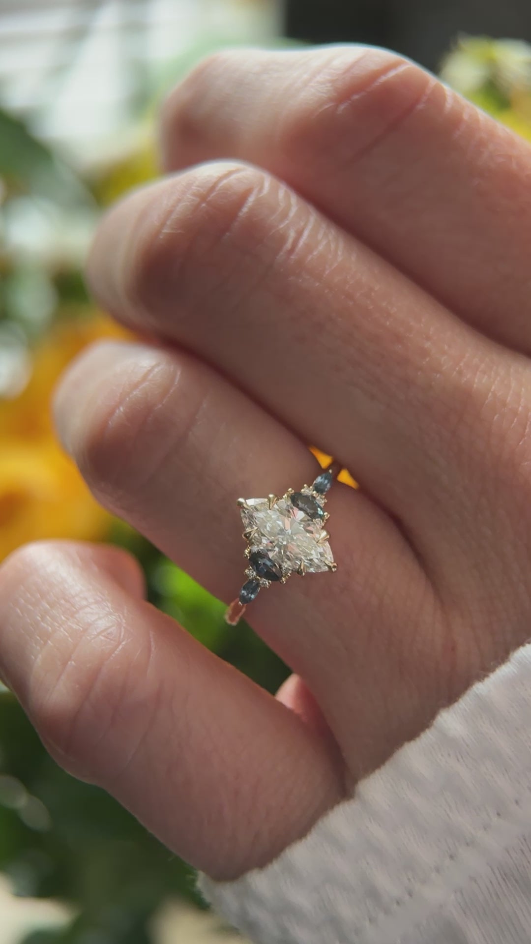 The Maeve Ring - 1 CT Marquise Lab Diamond + Montana Sapphire